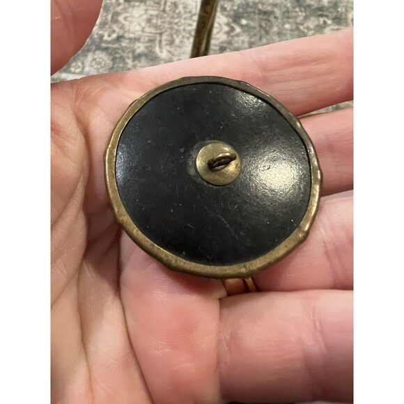 Antique Brass Button "The Wishing Well" 2-Part Rotating Large Metal Set of 5 - Picture 2 of 13